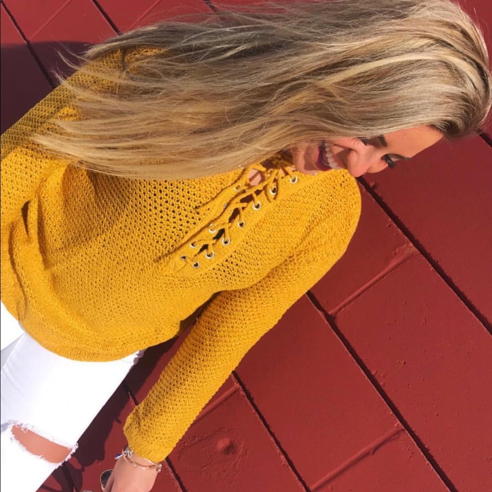 Knit lace-up sweater